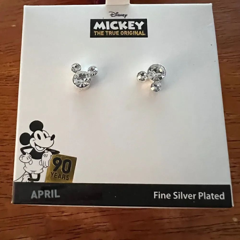 🆕 Disney Mickey The True Original April Birthstone Studded Earrings